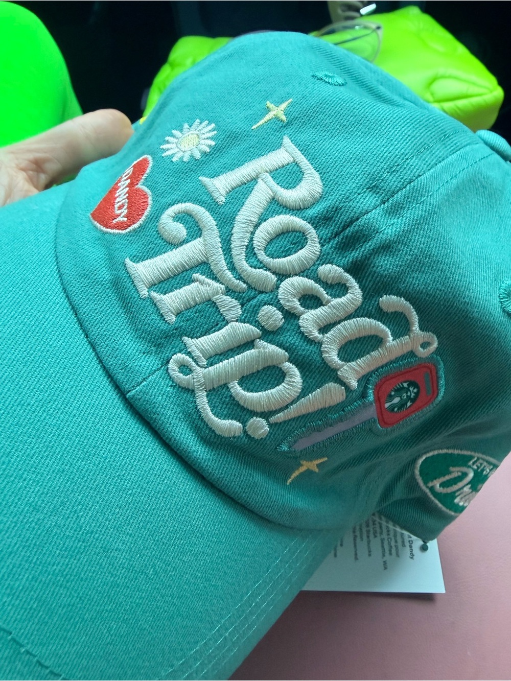 NWT Starbucks Teal 'Road Trip' Embroidered Baseball Cap with Cream Accent - Picture 7 of 10